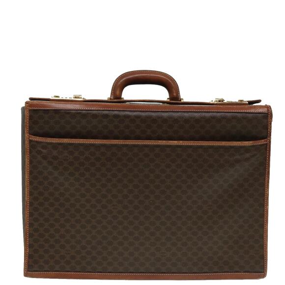 CELINE Macadam Canvas Trunk Pvc Leather Gold Brown - Picture 2 of 16